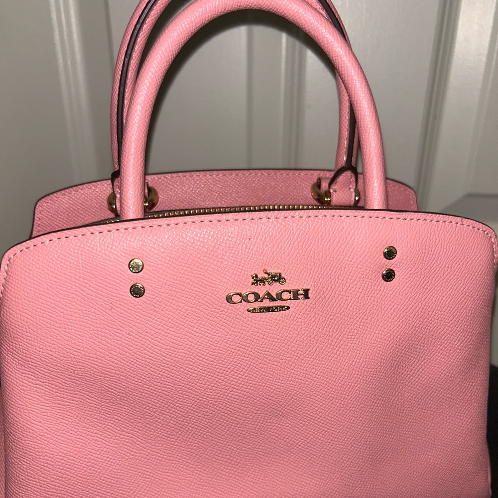 Coach Pink Leather Satchel with Gold Hardware